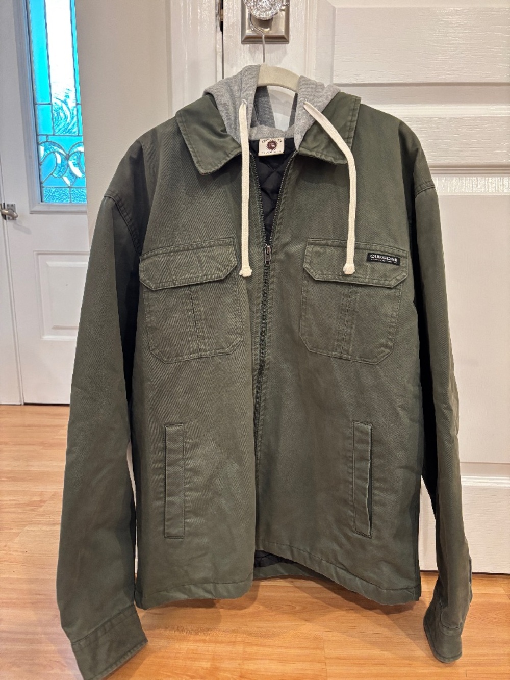 MEN'S QUIKSILVER AITOR HOODED CANVAS UTILITY JACKET COAT LARGE
